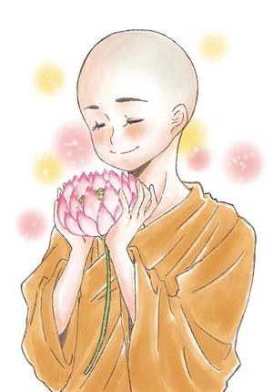 紙芝居風 お坊さんと蓮のイラストの事例 実績 提案一覧 ランサーズ