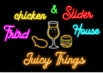 オックーカズ (camelliakazu)さんのカフェ「Juicy Things ~Fried chicken & Slider House~」ロゴへの提案