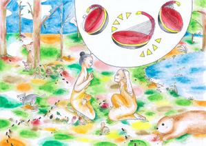 watachanko (watachanko)さんの紙芝居風　お釈迦さんと竪琴のイラストへの提案