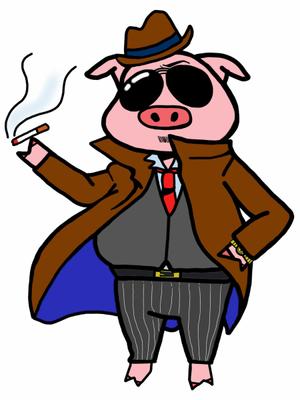 ega1229さんのハードボイルドでちょいワルなブタのキャラクターへの提案