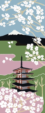 grandmama417 (hisako922)さんの『富士山と満開の桜』の『手ぬぐい』　デザインへの提案