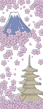 suzume29 (suzume29)さんの『富士山と満開の桜』の『手ぬぐい』　デザインへの提案