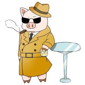 Aile (Aile)さんのハードボイルドでちょいワルなブタのキャラクターへの提案