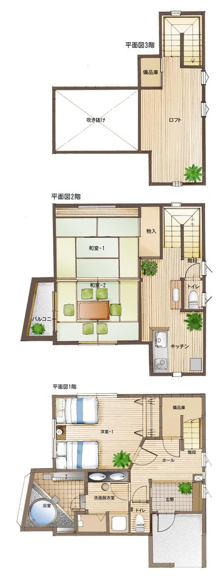 平野秀明 (space-object)さんの宿泊施設お部屋の間取り図を手書き風で作成してほしいへの提案