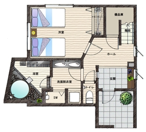 ki-mi  (ki2116)さんの宿泊施設お部屋の間取り図を手書き風で作成してほしいへの提案