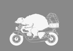 こすい (kosui)さんのアウトドア商品にプリントする『バイクでキャンプに行く白くま』のイラストへの提案