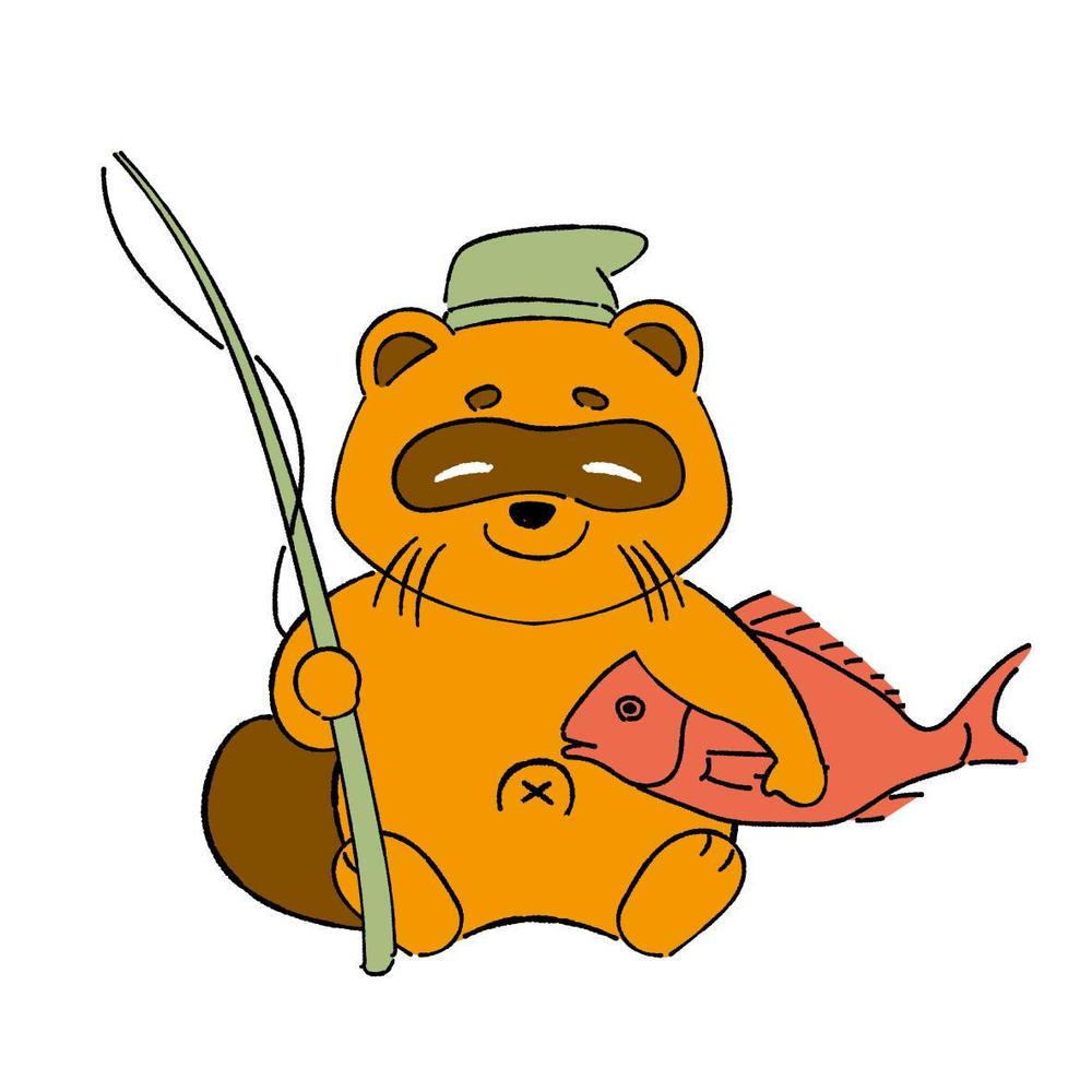 七福神の恵比寿様が狸のイラスト