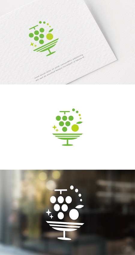 tonica (Tonica01)さんの果樹→パフェ→お客様→果樹→パフェ→お客様→果樹・・・の循環ロゴへの提案
