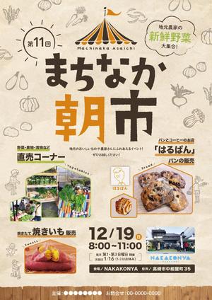 key (akegaki)さんの定期開催している「まちなか朝市」のチラシへの提案