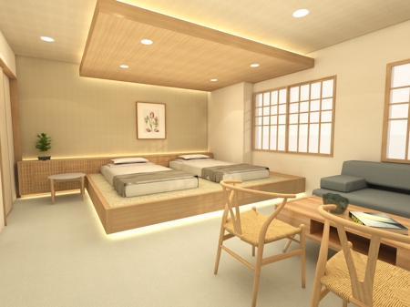 奈良みかん (keisawagu)さんの旅館客室の3Dパースデザイン制作への提案