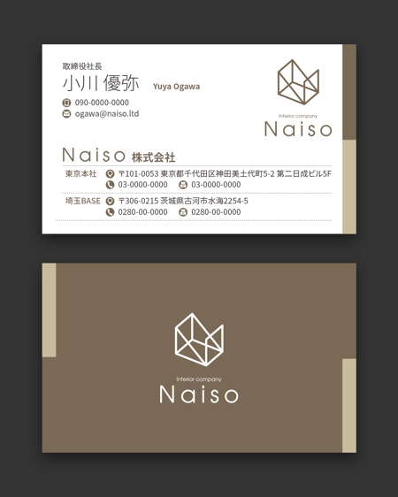 AD-Y (AD-Y)さんの内装業者「Naiso株式会社」の名刺デザイン作成への提案