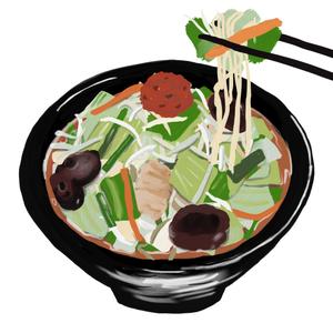 そろそろ (mmmkarasawa)さんのラーメン大志軒の野菜味噌麺のイラスト作成への提案