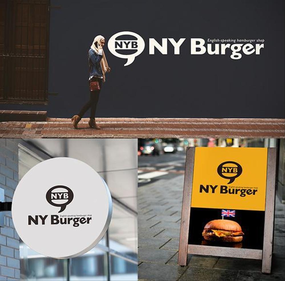 英語の話せるハンバーガーショップ「 NY Burger」のロゴ