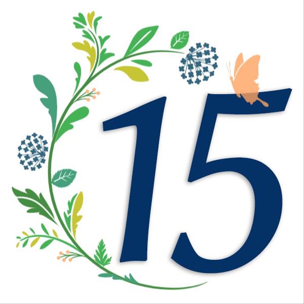 会社創立15周年の「15th」の記念マーク