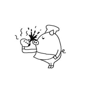 kometto (kometto)さんの【飲食関連】小豚が焼き小龍包を食べ、肉汁を飛ばすイラストをお願いします。への提案
