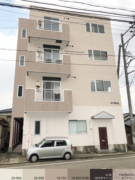 ISL_NK (nakazawa-kentaro)さんの4階建てマンション「Mビル」の外壁塗装デザインへの提案