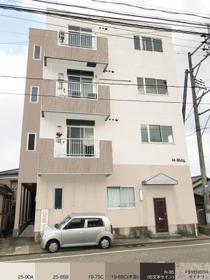ISL_NK (nakazawa-kentaro)さんの4階建てマンション「Mビル」の外壁塗装デザインへの提案