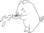 野田 苑恵 (SonoeNoda)さんの【飲食関連】小豚が焼き小龍包を食べ、肉汁を飛ばすイラストをお願いします。への提案