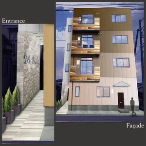 Atelier E (AtelierE)さんの4階建てマンション「Mビル」の外壁塗装デザインへの提案