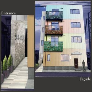 Atelier E (AtelierE)さんの4階建てマンション「Mビル」の外壁塗装デザインへの提案