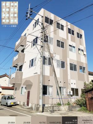ISL_NK (nakazawa-kentaro)さんの4階建てマンション「Mビル」の外壁塗装デザインへの提案