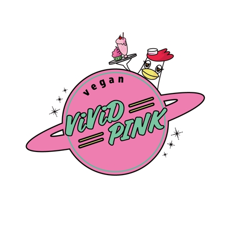 ooii - Design (CHINATSU)さんのカフェ「vegan ViViD PINK」のロゴ（商標登録予定なし）への提案