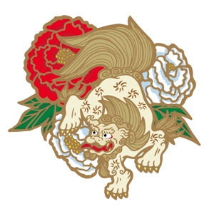 oyama_k (oyama_k)さんのスカジャン用　刺繍イラスト（牡丹に唐獅子）への提案