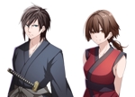 潮くりーく (sio_creek)さんの江戸時代を背景にしたサムライのゲームのキャラクターデザイン男女2名への提案