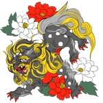 ハセフーコ (ansokukoh)さんのスカジャン用　刺繍イラスト（牡丹に唐獅子）への提案