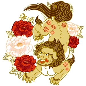 いなば (178manami)さんのスカジャン用　刺繍イラスト（牡丹に唐獅子）への提案