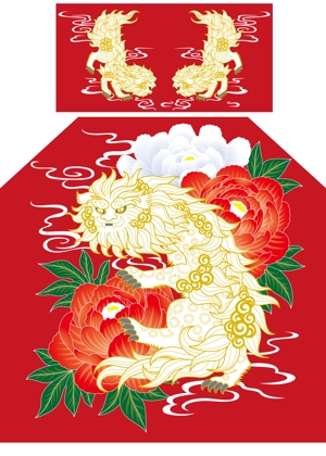 FuyukiS (FuyukiS)さんのスカジャン用　刺繍イラスト（牡丹に唐獅子）への提案