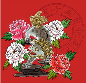 a_nghr (a_nghr)さんのスカジャン用　刺繍イラスト（牡丹に唐獅子）への提案