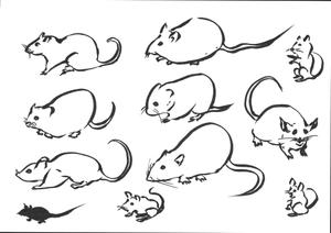 グラフィクデザイナー兼イラストレーター ()さんの水墨画風で鼠、牛、虎を描いていただきたいですへの提案
