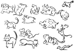 グラフィクデザイナー兼イラストレーター ()さんの水墨画風で鼠、牛、虎を描いていただきたいですへの提案