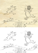 tamatsune (tamatsune)さんの鳥獣戯画で蕎麦屋のイラストへの提案