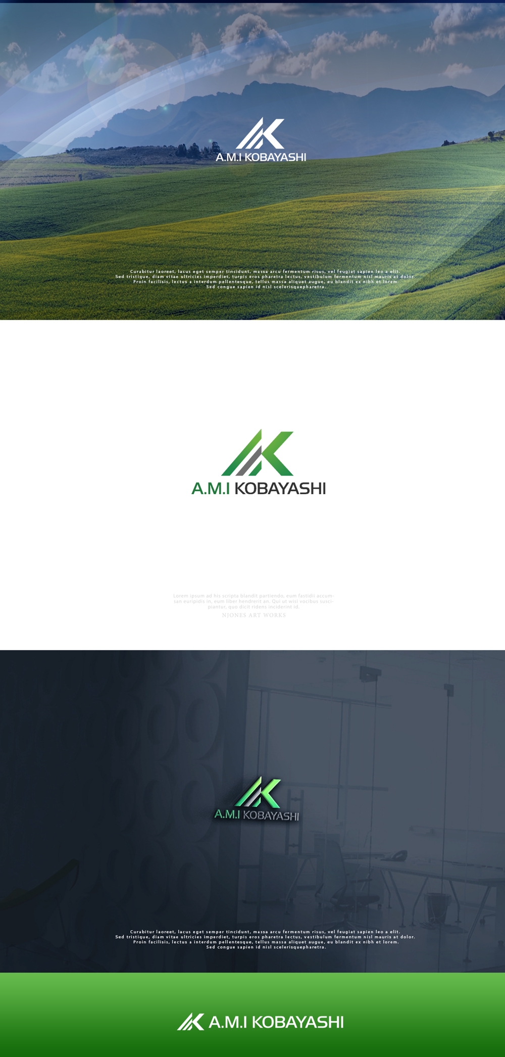 農業機械販売修理業の「A.M.I小林」のロゴデザイン