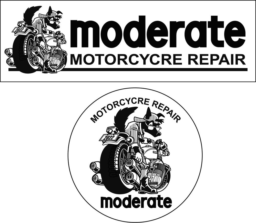 バイクショップ　「モデレート」「moderate」のロゴ