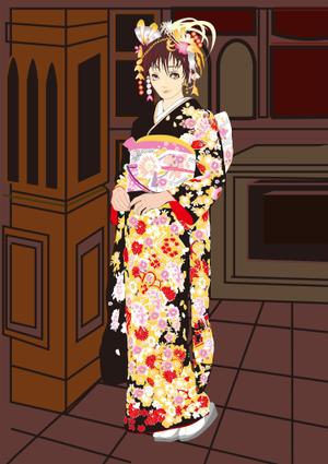 グラフィクデザイナー兼イラストレーター ()さんの振袖姿の写真からコンセプトアートのようなスケッチ画・ラフ画イラスト化をお願いします。への提案