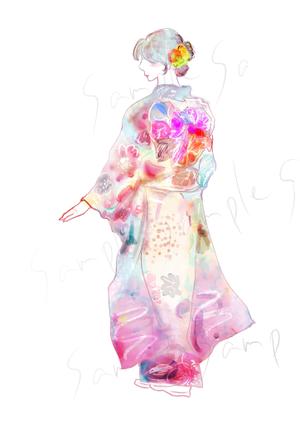 エニーナ (Anyna)さんの振袖姿の写真からコンセプトアートのようなスケッチ画・ラフ画イラスト化をお願いします。への提案