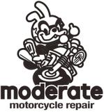 関重信 (gebu)さんのバイクショップ　「モデレート」「moderate」のロゴへの提案