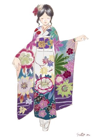 Satom.（さとみ） (hanamori28)さんの振袖姿の写真からコンセプトアートのようなスケッチ画・ラフ画イラスト化をお願いします。への提案