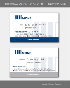 賀茂左岸 (yasuhiko_matsuura)さんの釣具OEM製造会社『MONE（エムワン）』の名刺デザインへの提案