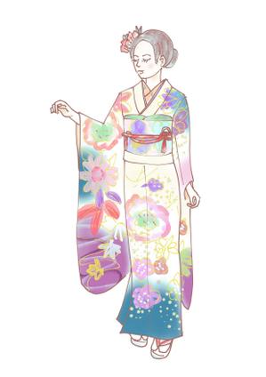 arie (arie7)さんの振袖姿の写真からコンセプトアートのようなスケッチ画・ラフ画イラスト化をお願いします。への提案