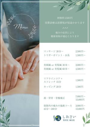 shio design (shiodesign)さんの整骨院・鍼灸院のメニュー表ブラッシュアップへの提案