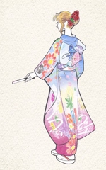 袋鵜の豆本屋　こうづあきら (akira_koudzu_torikawa)さんの振袖姿の写真からコンセプトアートのようなスケッチ画・ラフ画イラスト化をお願いします。への提案