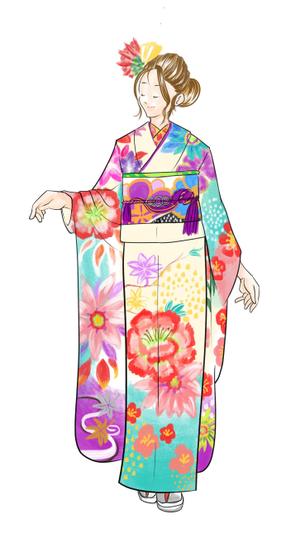 末広　渡 (shou-03)さんの振袖姿の写真からコンセプトアートのようなスケッチ画・ラフ画イラスト化をお願いします。への提案