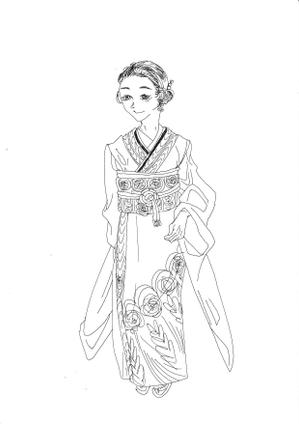wonderfulcollectionさんの振袖姿の写真からコンセプトアートのようなスケッチ画・ラフ画イラスト化をお願いします。への提案