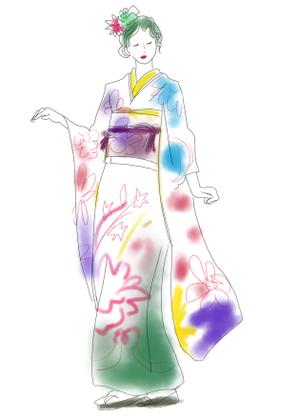 華純 (kasumigaze)さんの振袖姿の写真からコンセプトアートのようなスケッチ画・ラフ画イラスト化をお願いします。への提案