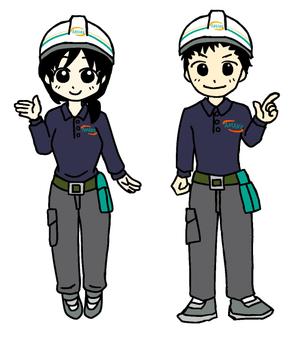 A-sa【アサ】 (DoN-run)さんの20歳くらいの建設小町系女の子と男の子のデフォルメキャラクターの作成への提案