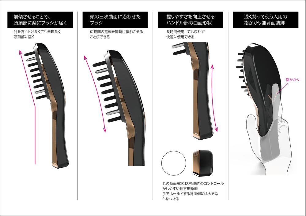 オリジナル「ブラシ型美顔器」の商品デザイン(3D)制作